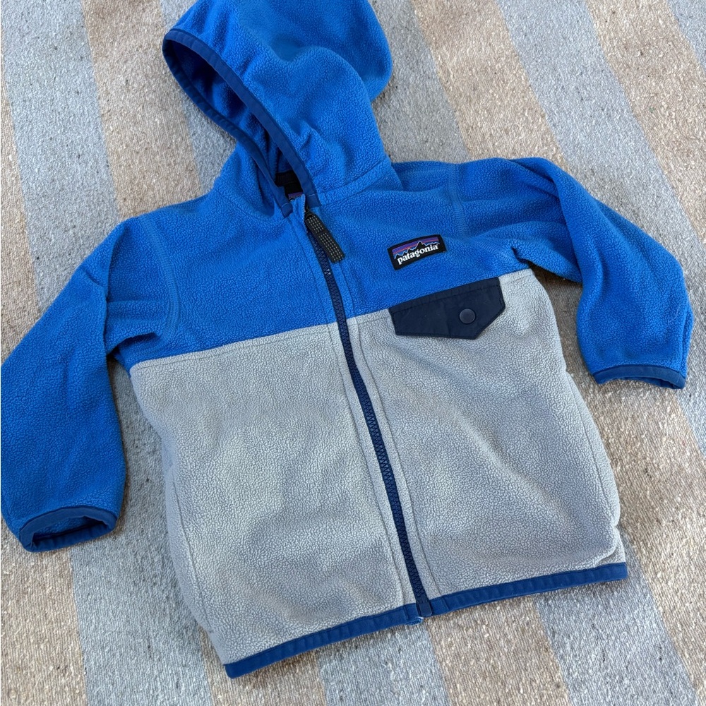 Patagonia Baby Blue and Gray Fleece Hoodie